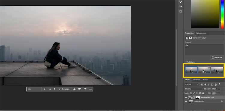 Adobe Photoshop Generative Fill — расширение кадра с помощью AI